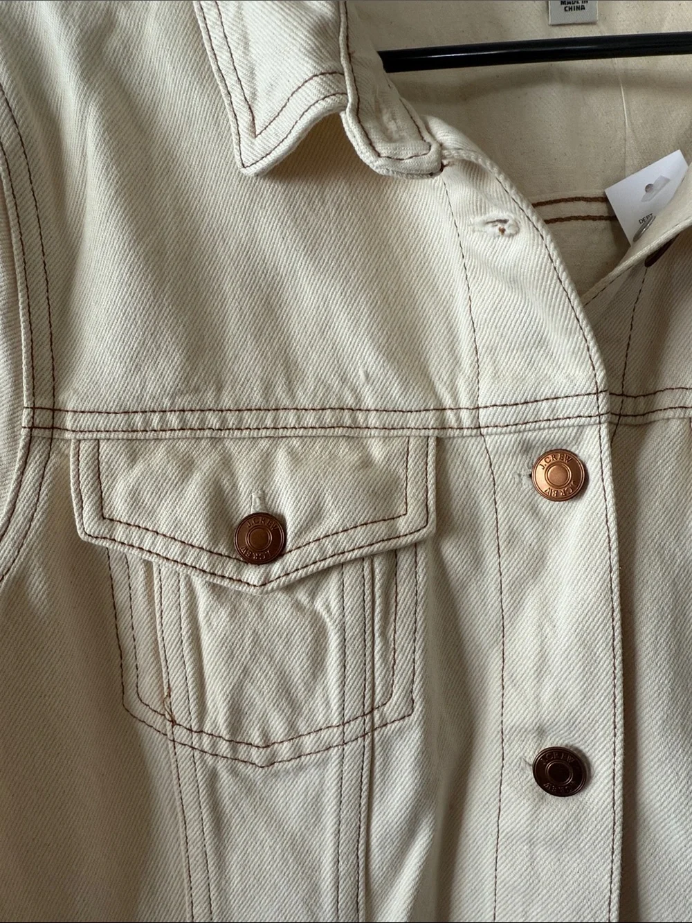 Cream Longline Button-Front Women's Jean Jacket Dress
